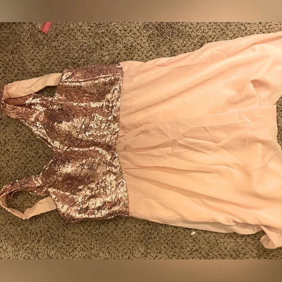 Dresses | Rose Gold Formal Knee Length Dress Size Large Sleeveless |  Poshmark